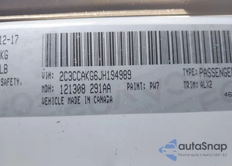 2018 Chrysler 300 Limited Awd z USA, uszkodzony, nr VIN 2C3CCAKG6JH194989